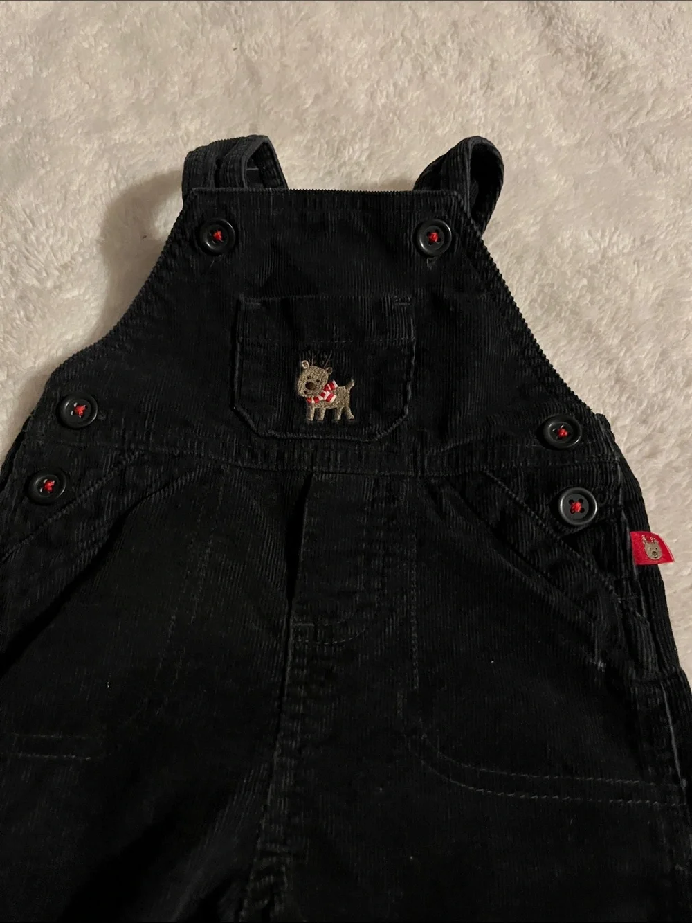 Carter's Black Corduroy Overalls with Dog Patch